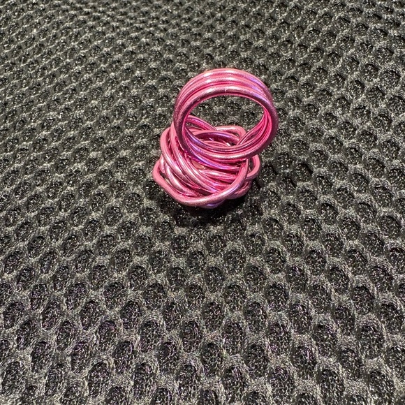 Whimsical Wire-Wrapped Statement Ring - Pink & Silver Sparkle - Picture 14 of 16